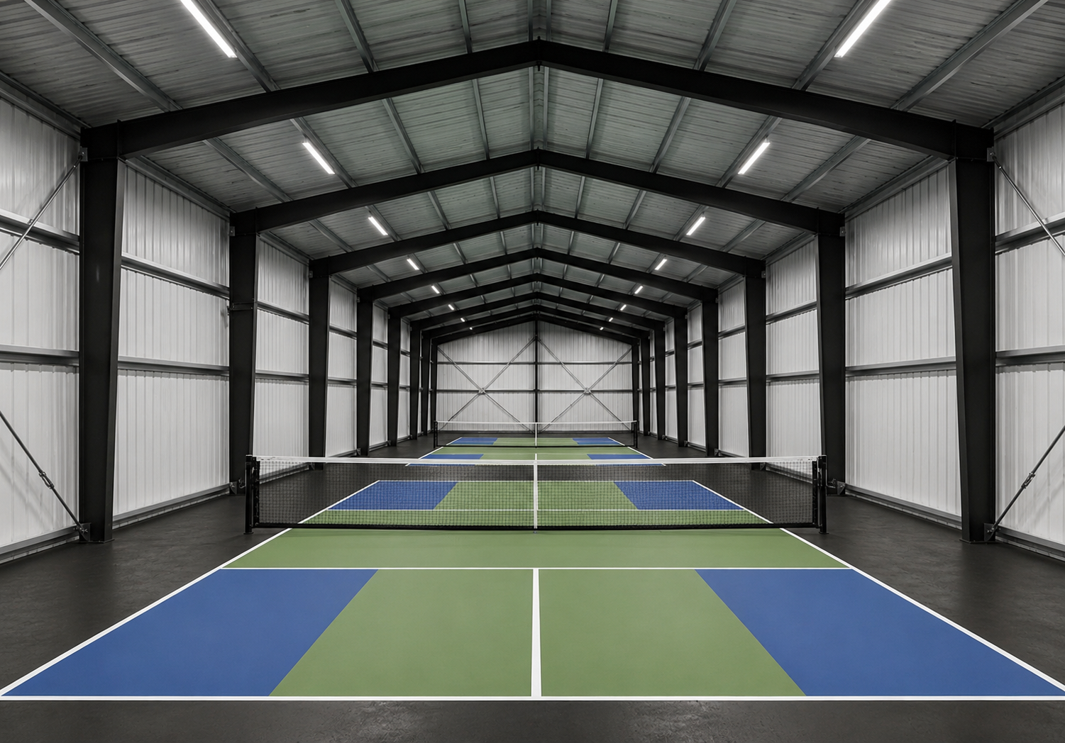 QuickBuild pre-engineered steel building configured for indoor hobby and recreation space in Connecticut.